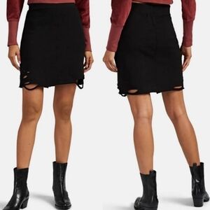NWT NSF Distressed Mini Skirt Women's P Black USA Boho Retro 90s Y2K Minimalist